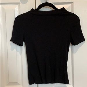 bp black fitted t shirt with mock neck